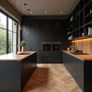 black and brown kitchen 1
