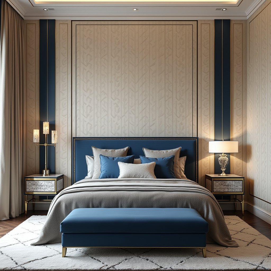 blue and beige bedroom 10