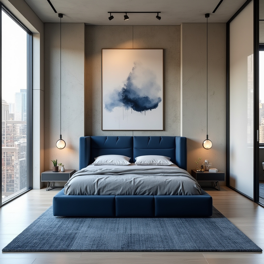 blue and beige bedroom 15
