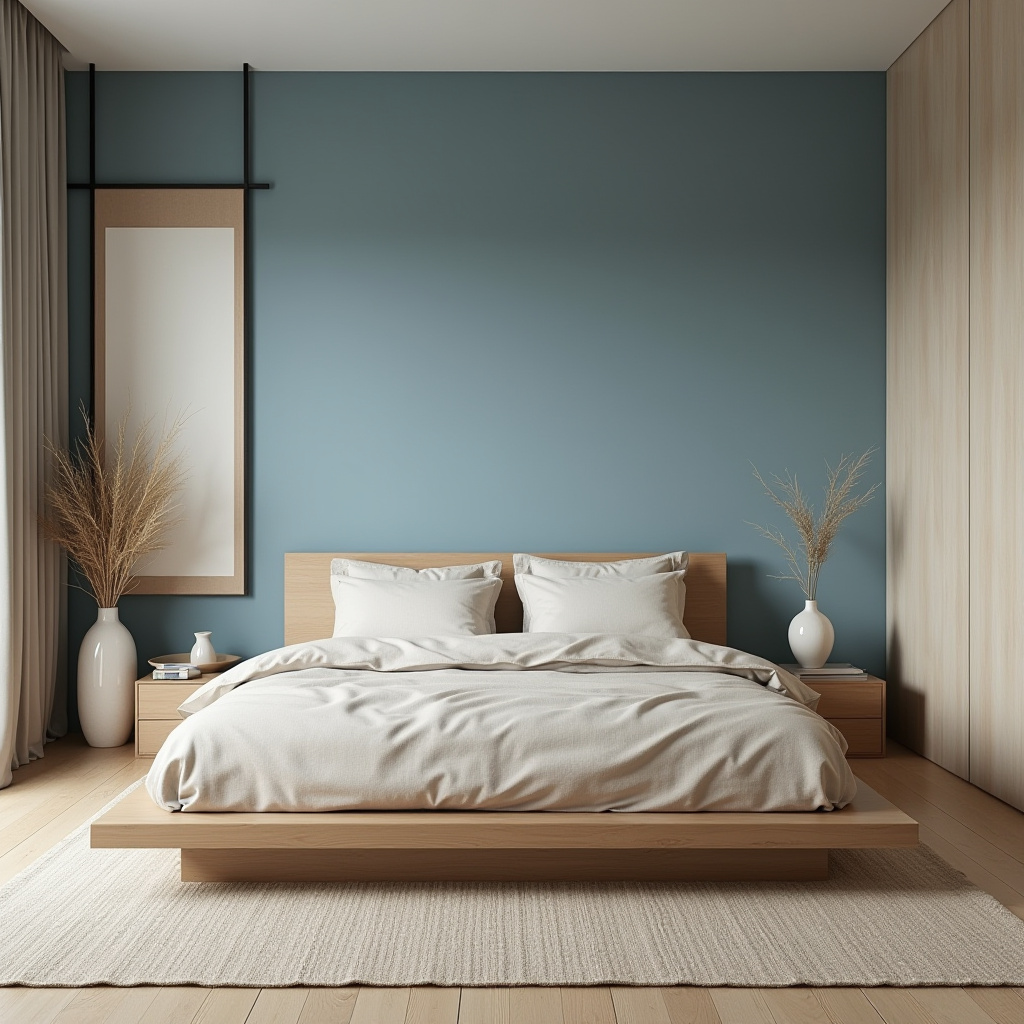 blue and beige bedroom 17