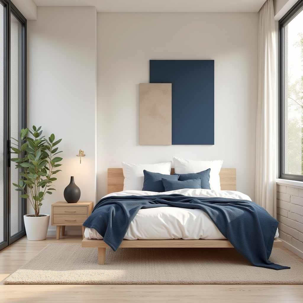 blue and beige bedroom 3