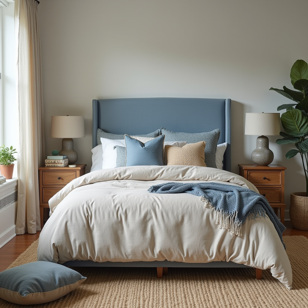 blue and beige bedroom 4