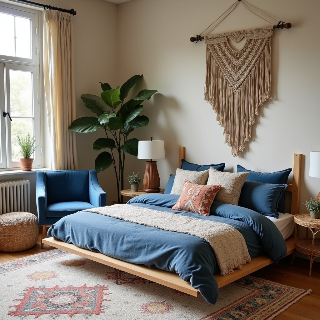 blue and beige bedroom 6