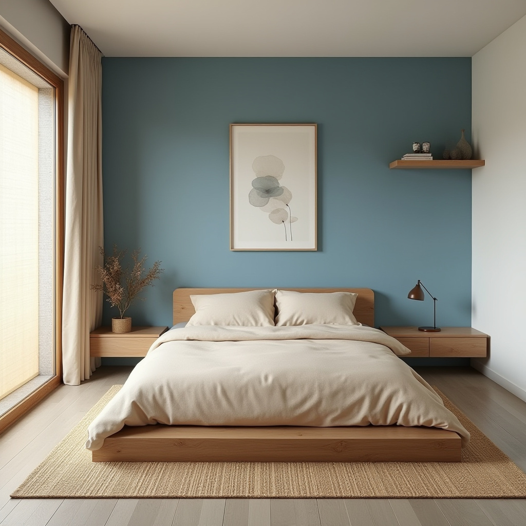 blue and beige bedroom 7