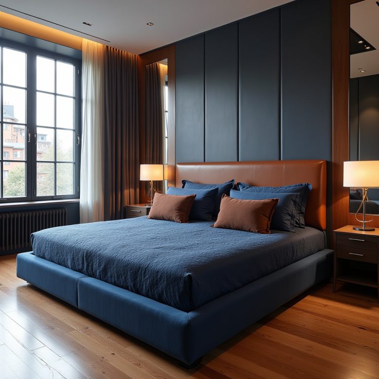 blue and brown bedroom 1