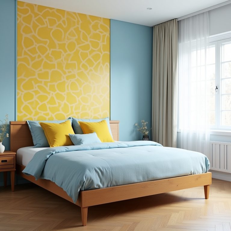 blue and yellow bedroom 1