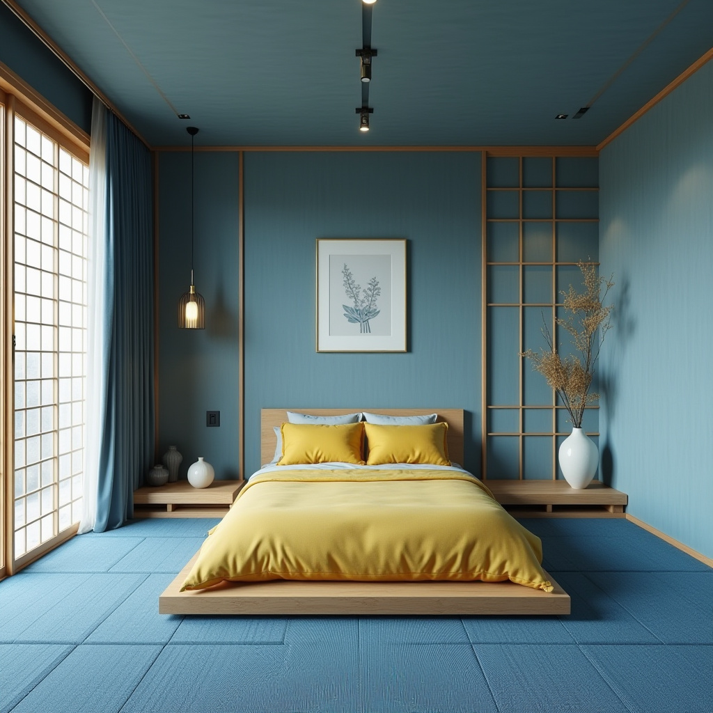 blue and yellow bedroom 12