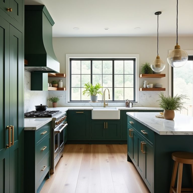 dark green kitchen cabinets 1