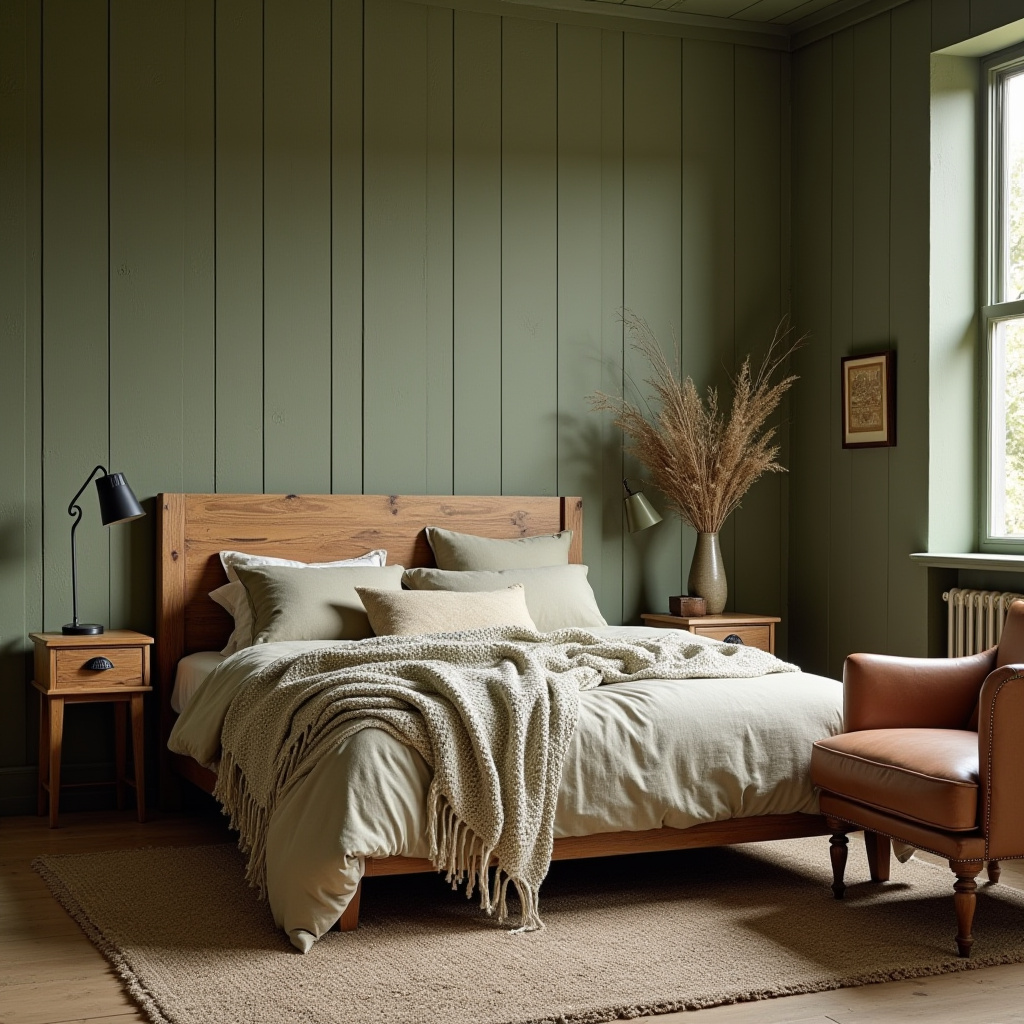 green and beige bedroom 6