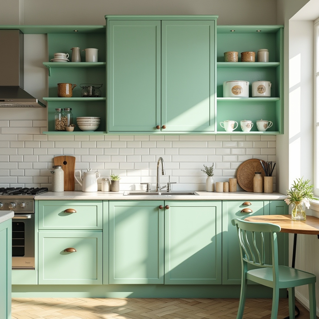 green and white kitchen 17