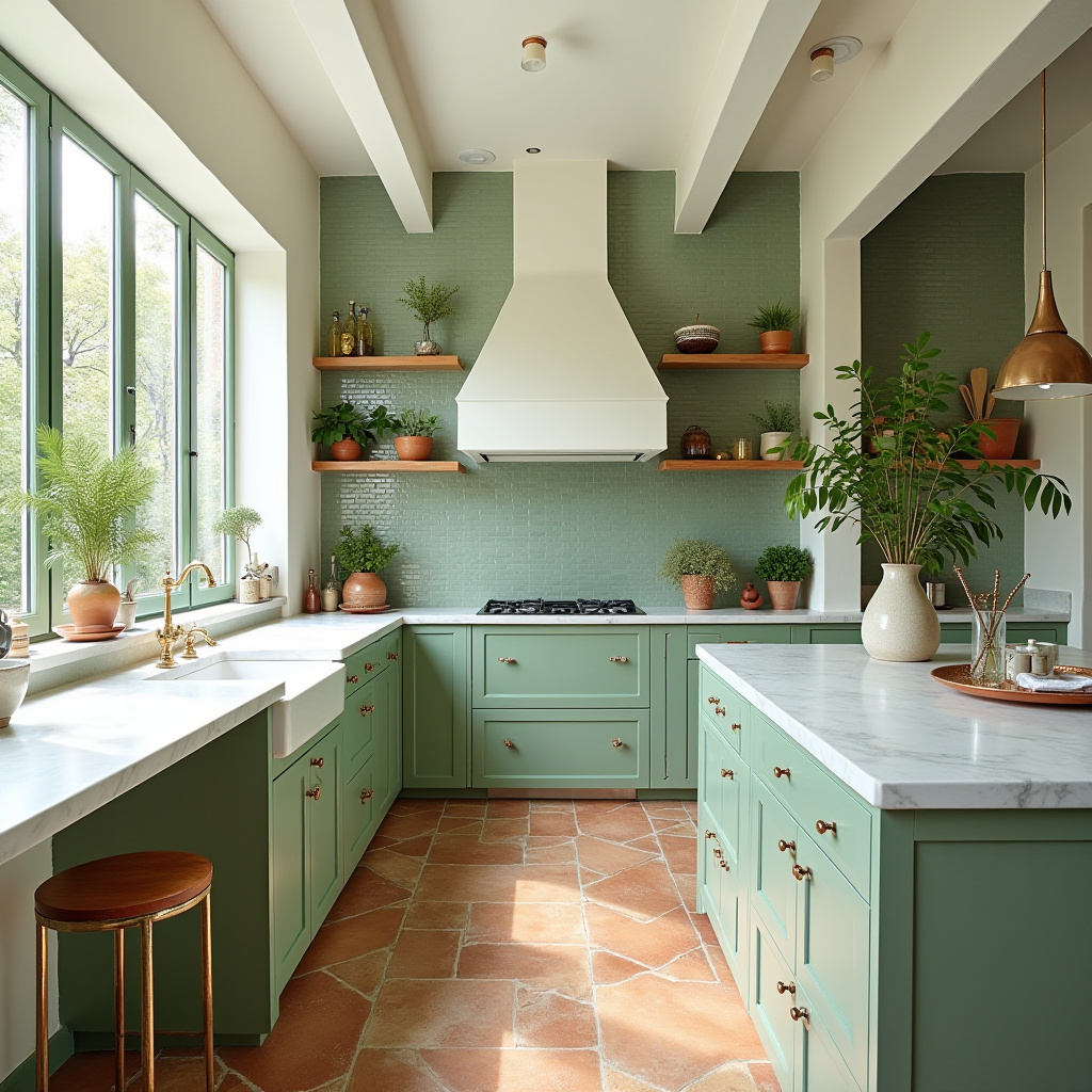 green and white kitchen 19