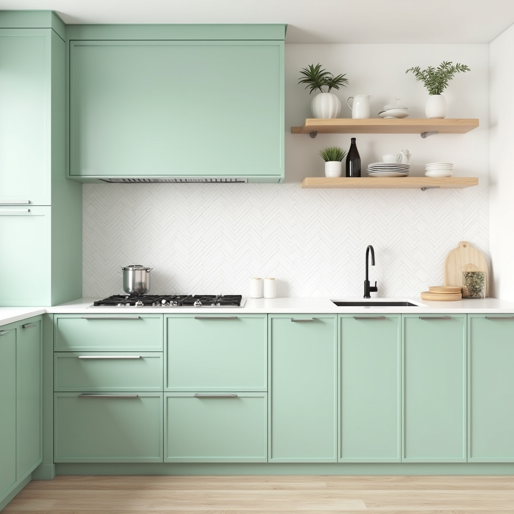 green and white kitchen 2