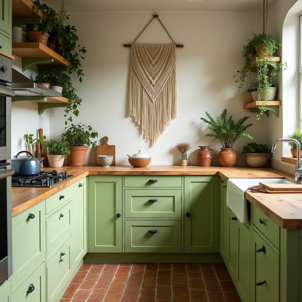green and wood kitchen 11