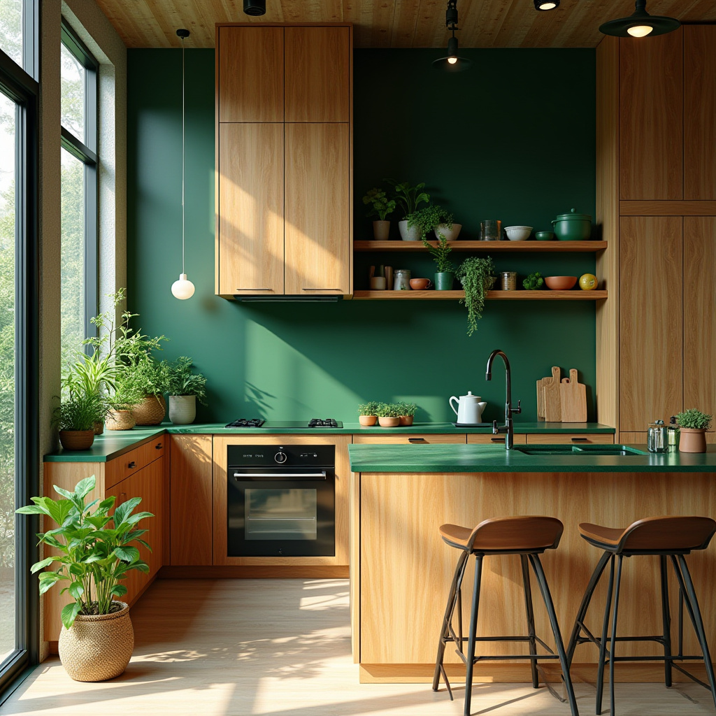 green and wood kitchen 12
