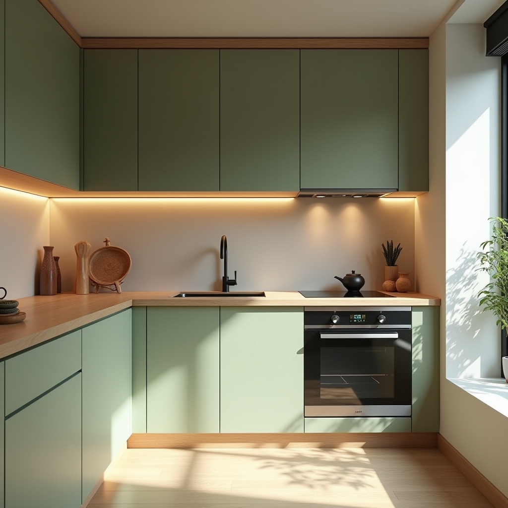 green and wood kitchen 14