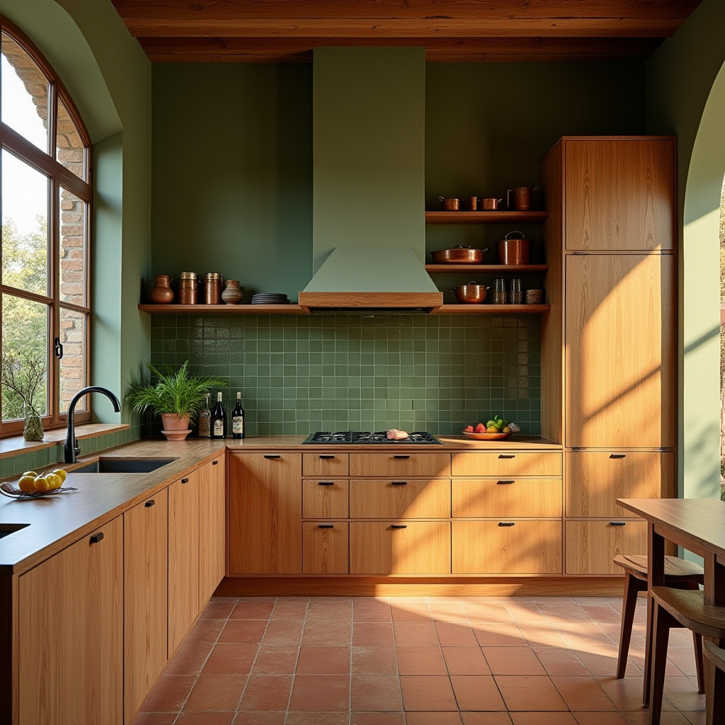 green and wood kitchen 15