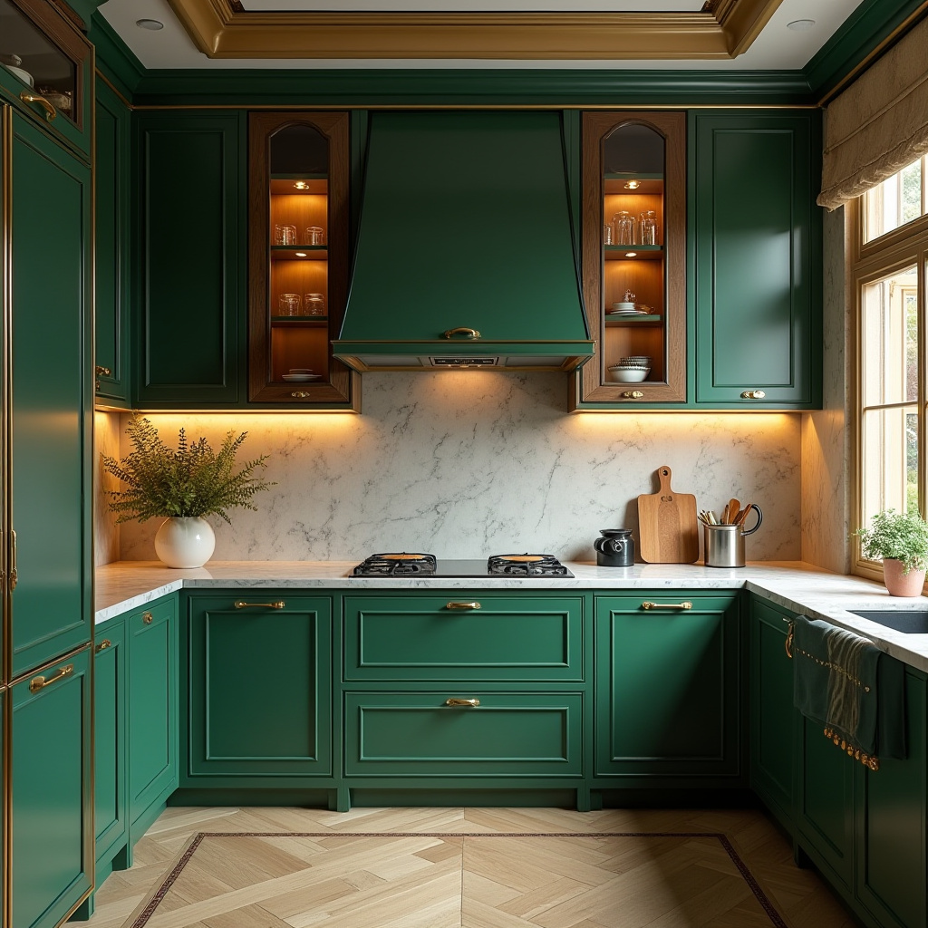 green and wood kitchen 17