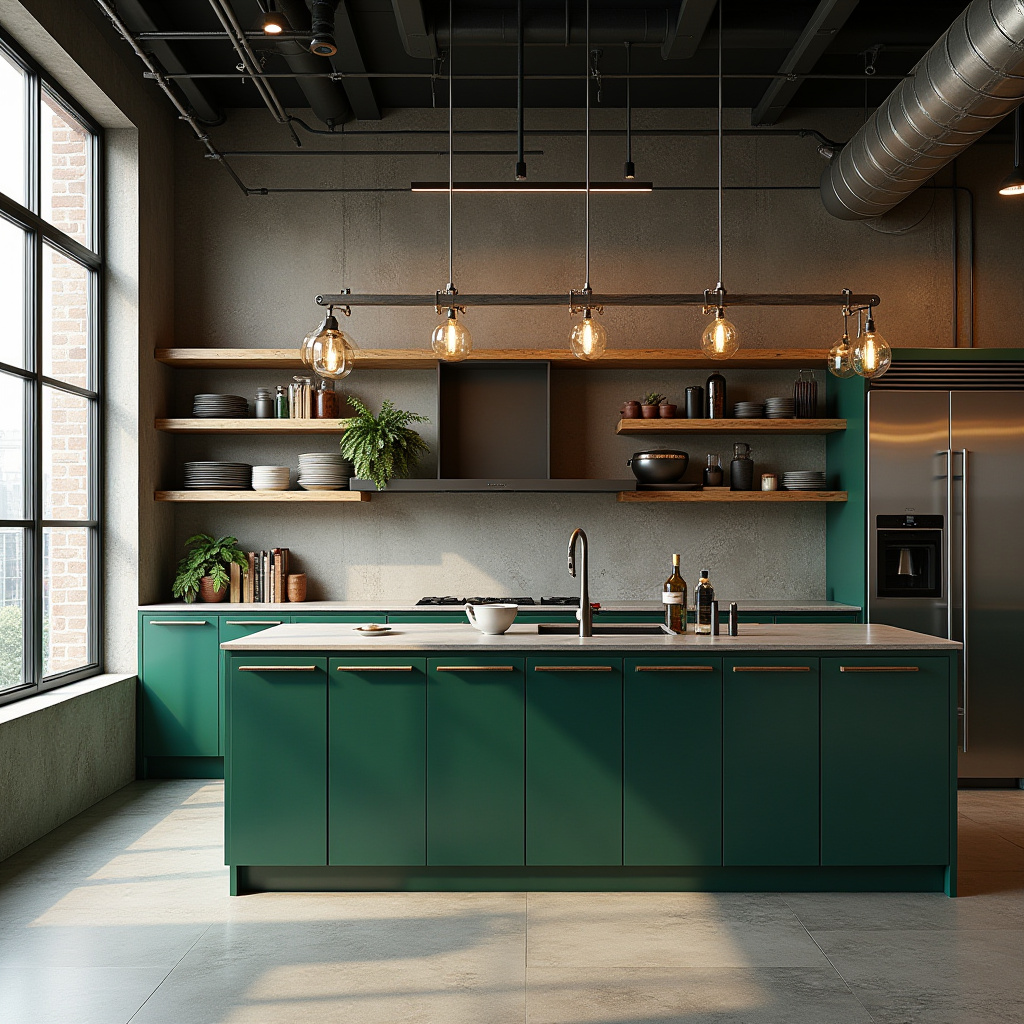 green and wood kitchen 18