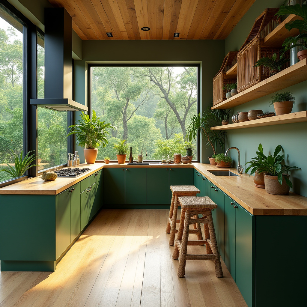 green and wood kitchen 19