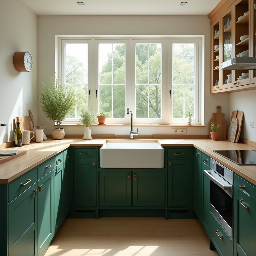 green and wood kitchen 2