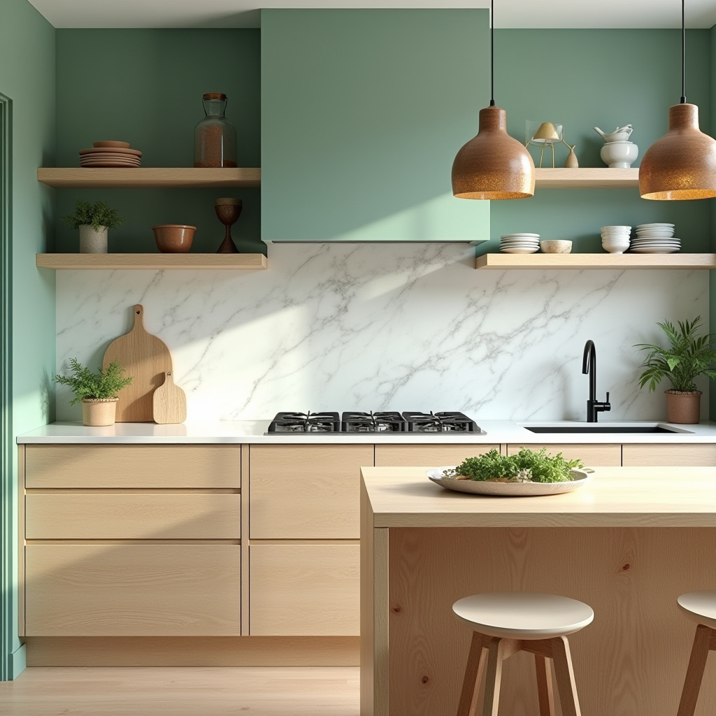 green and wood kitchen 3