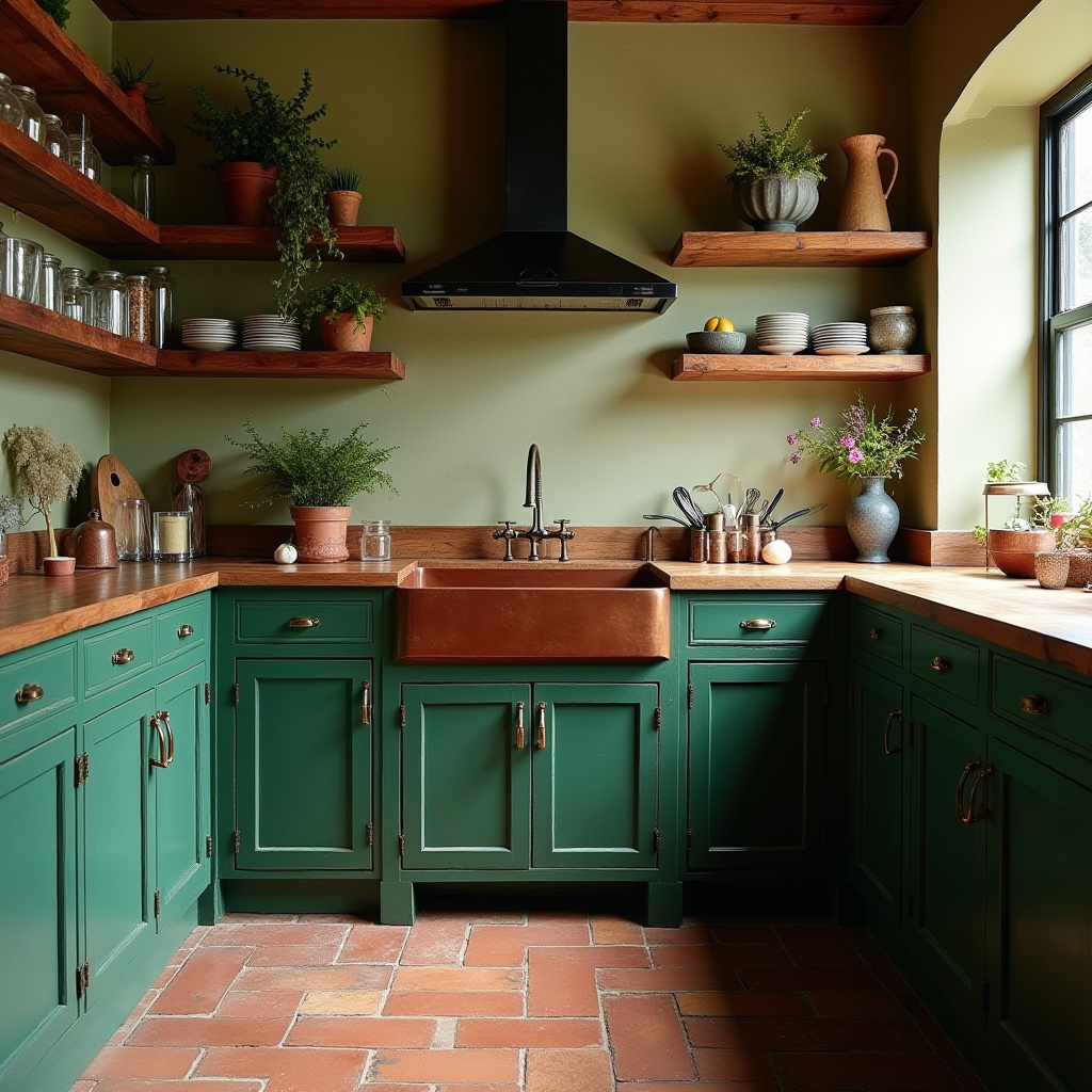 green and wood kitchen 4