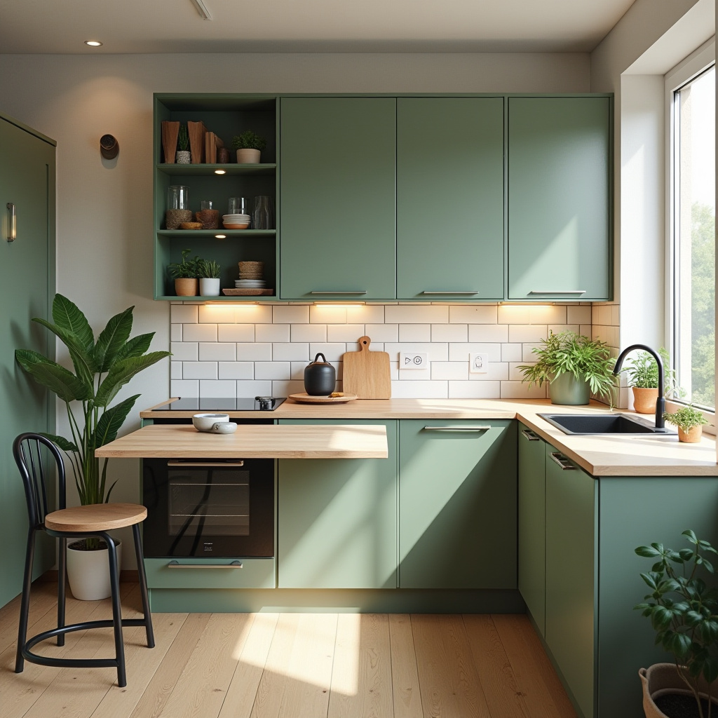 green and wood kitchen 6