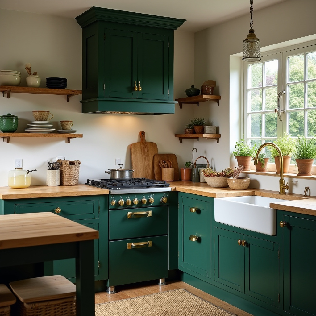 green and wood kitchen 7