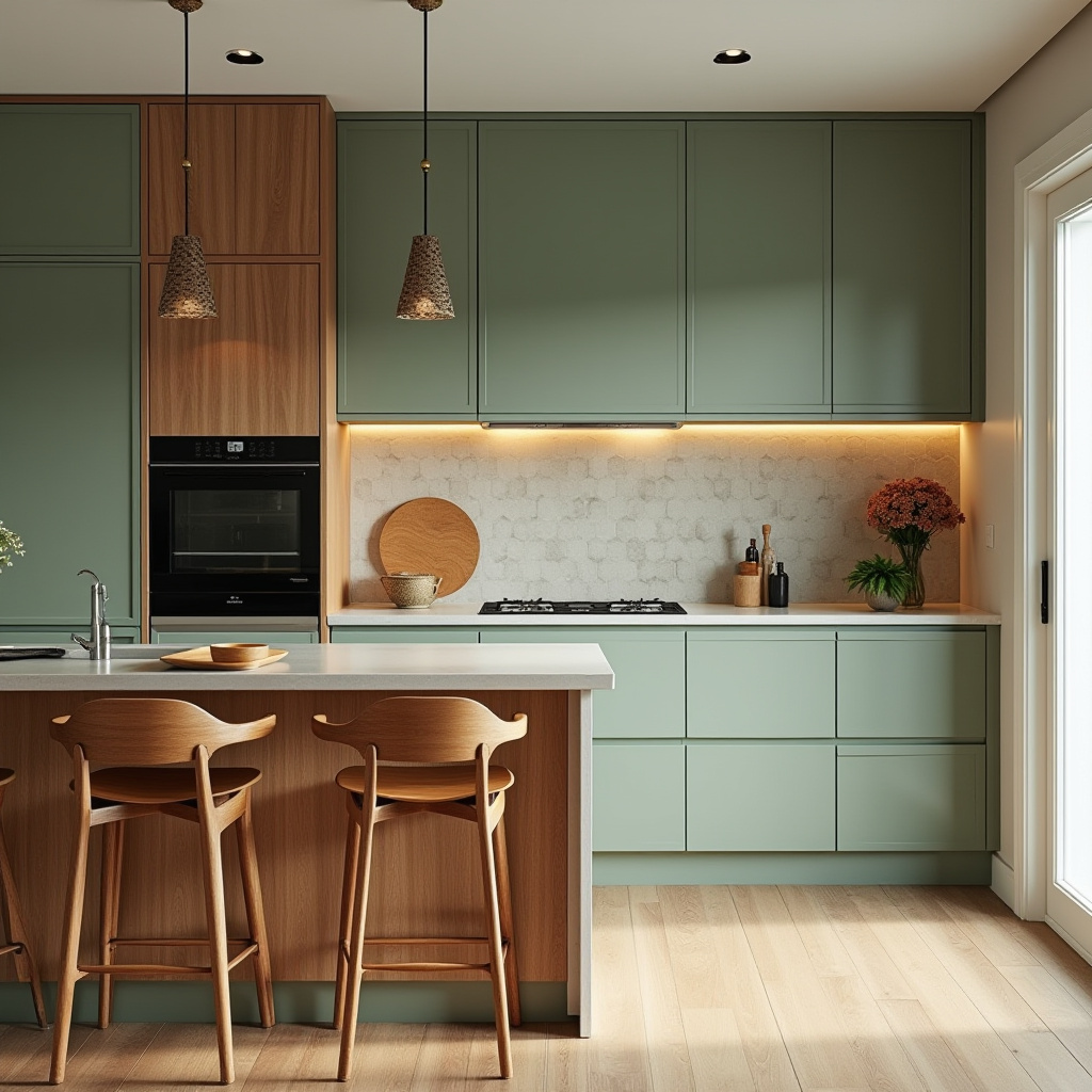 green and wood kitchen 9