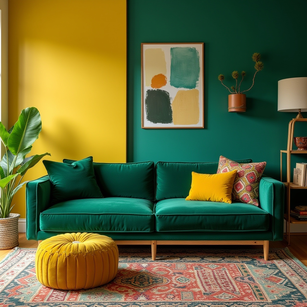 green and yellow living room 13
