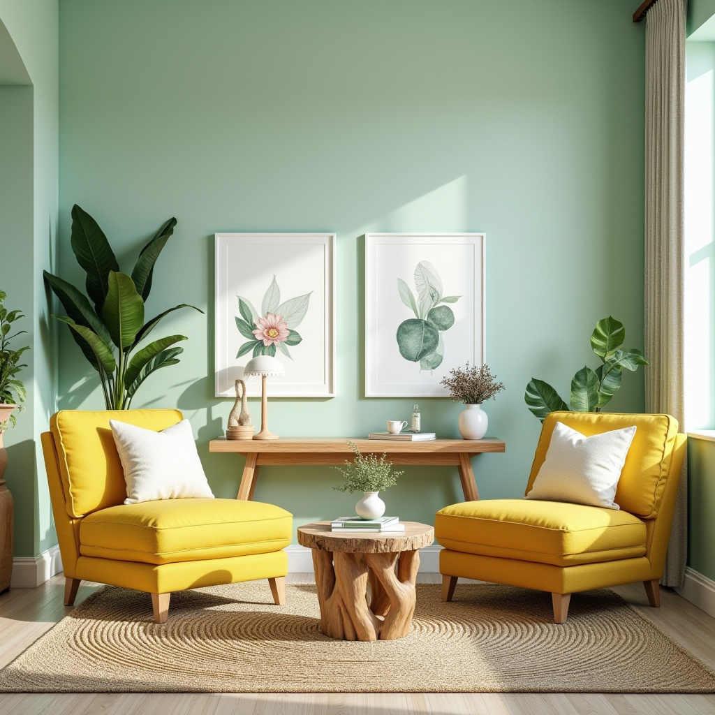 green and yellow living room 7