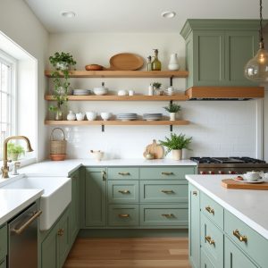 green kitchen cabinets 1