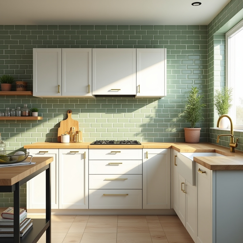 green tile kitchen 1