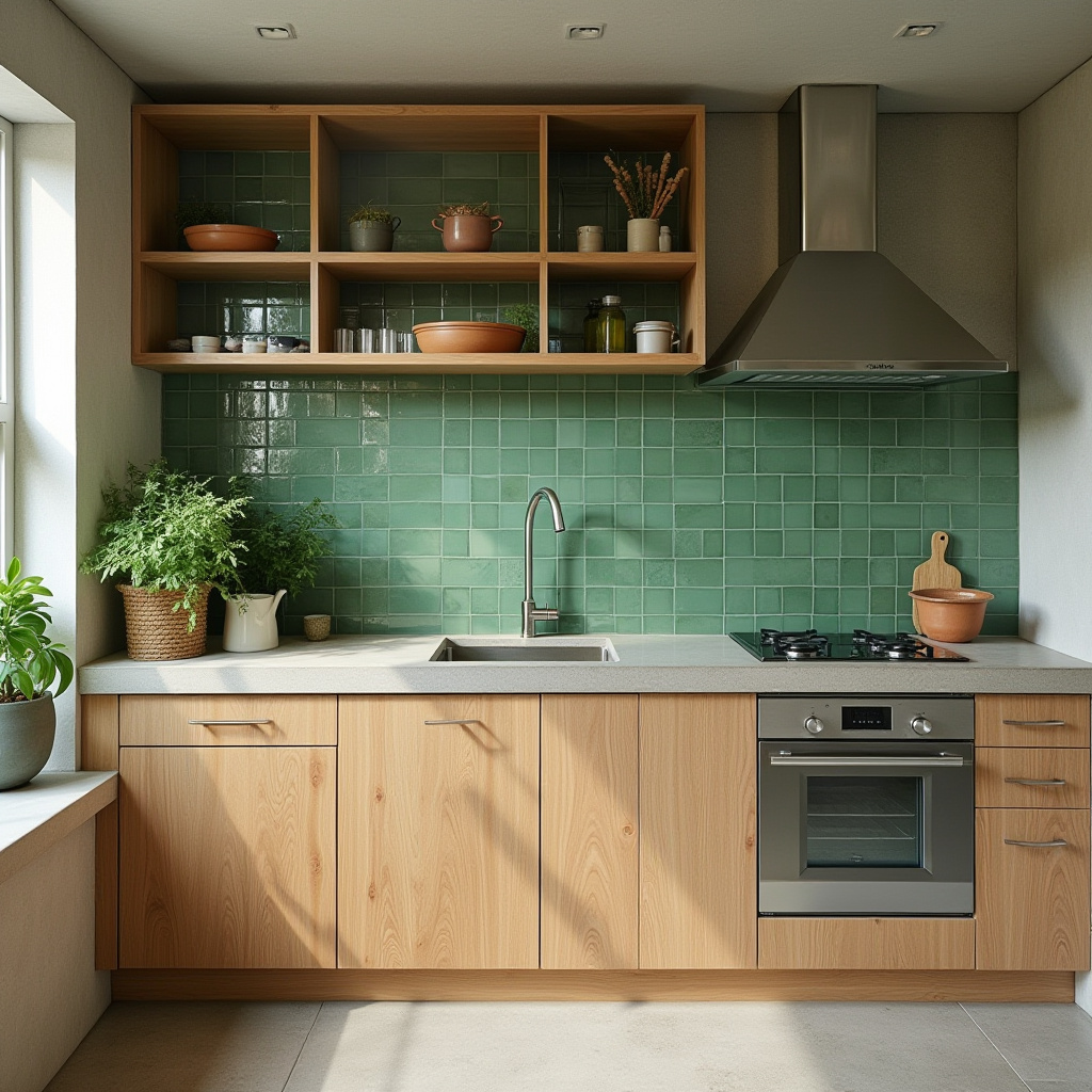 green tile kitchen 14
