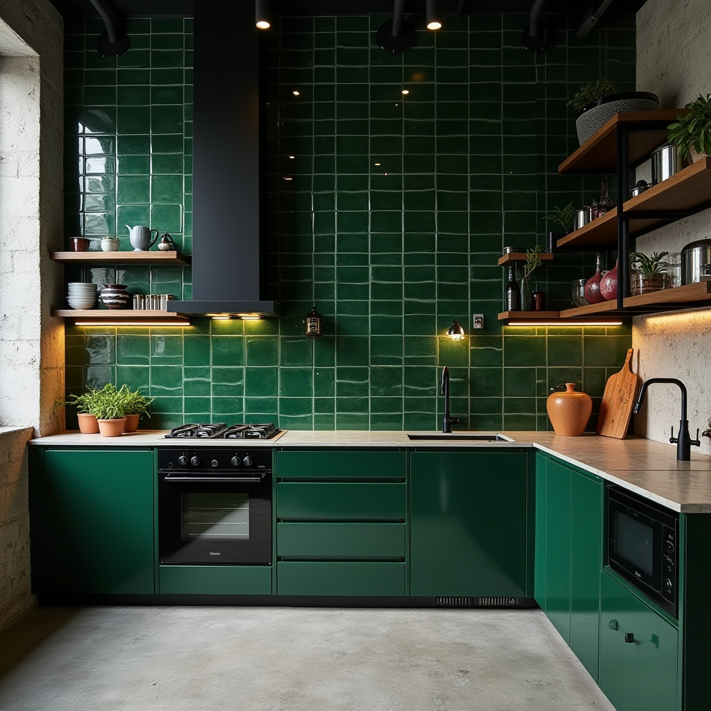 green tile kitchen 16