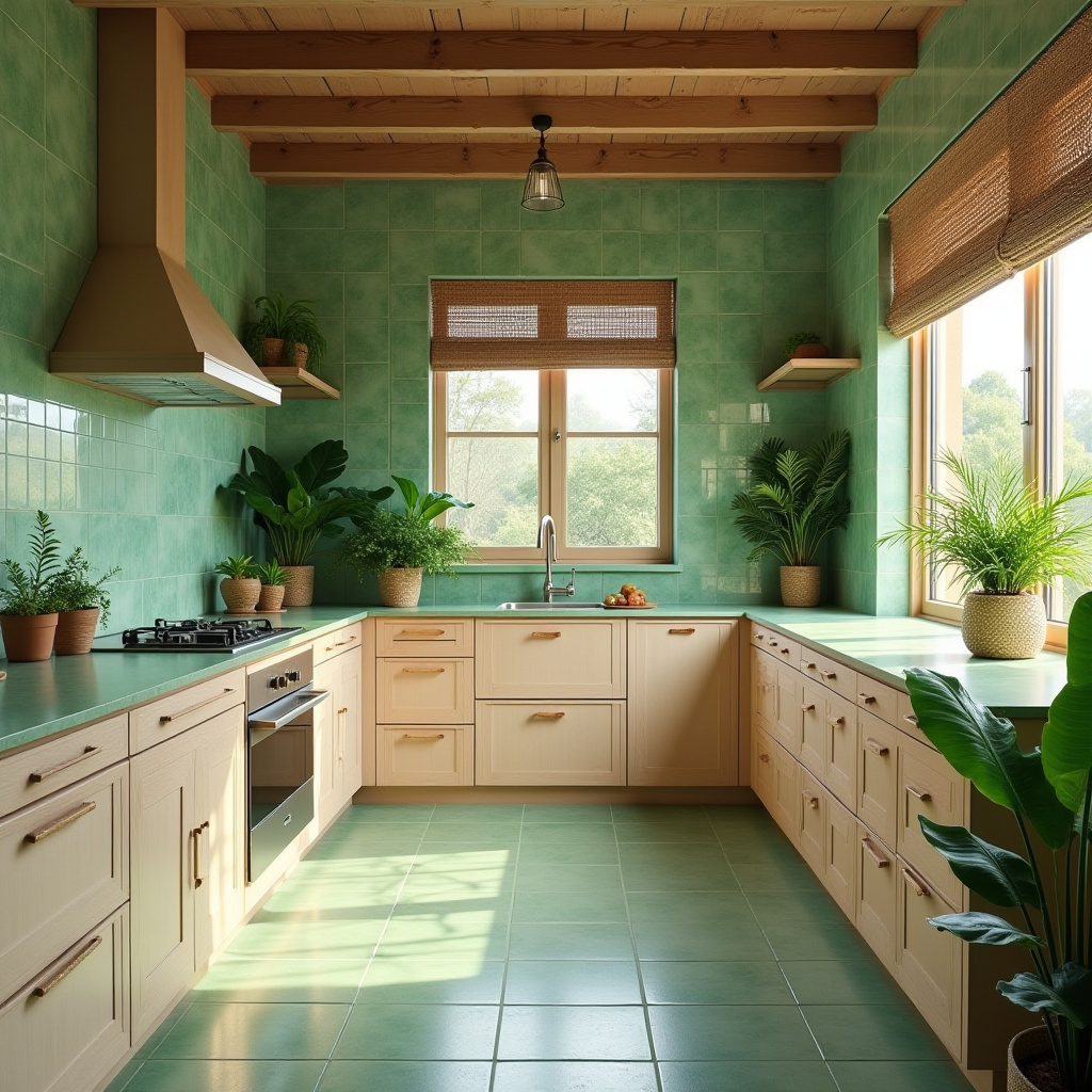 green tile kitchen 17