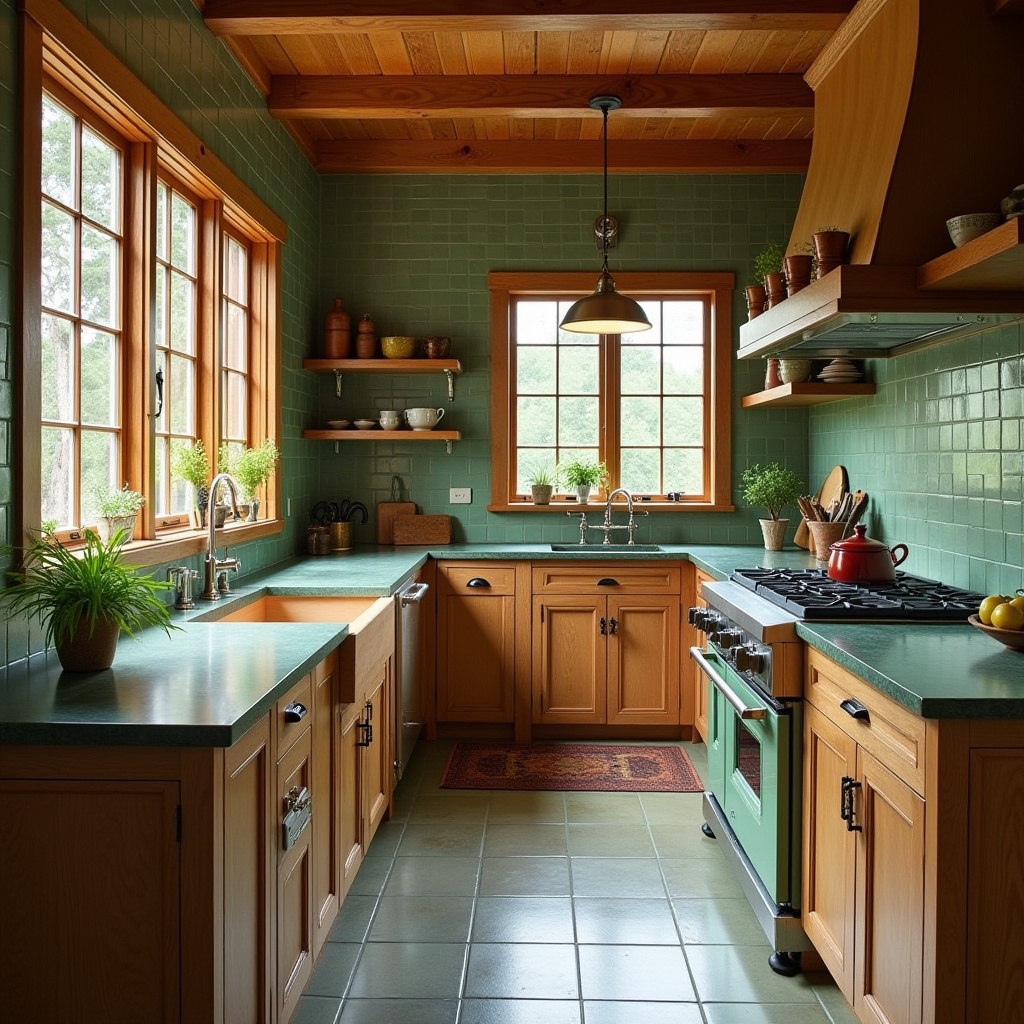 green tile kitchen 18