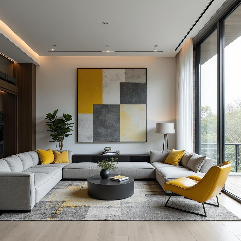 grey and yellow living room 10