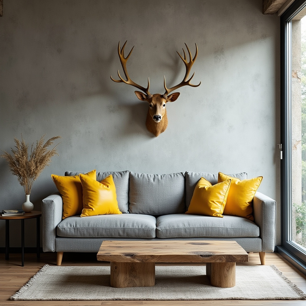 grey and yellow living room 11