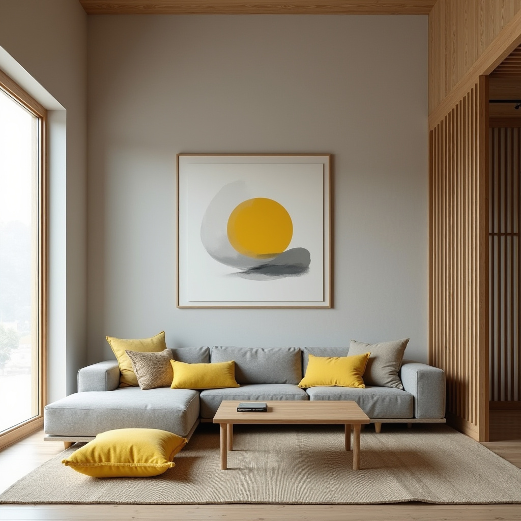 grey and yellow living room 13