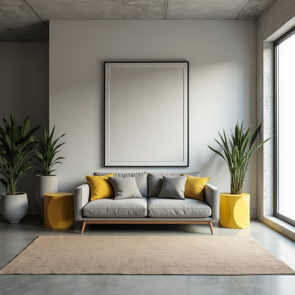 grey and yellow living room 18