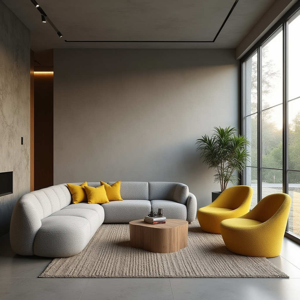 grey and yellow living room 19