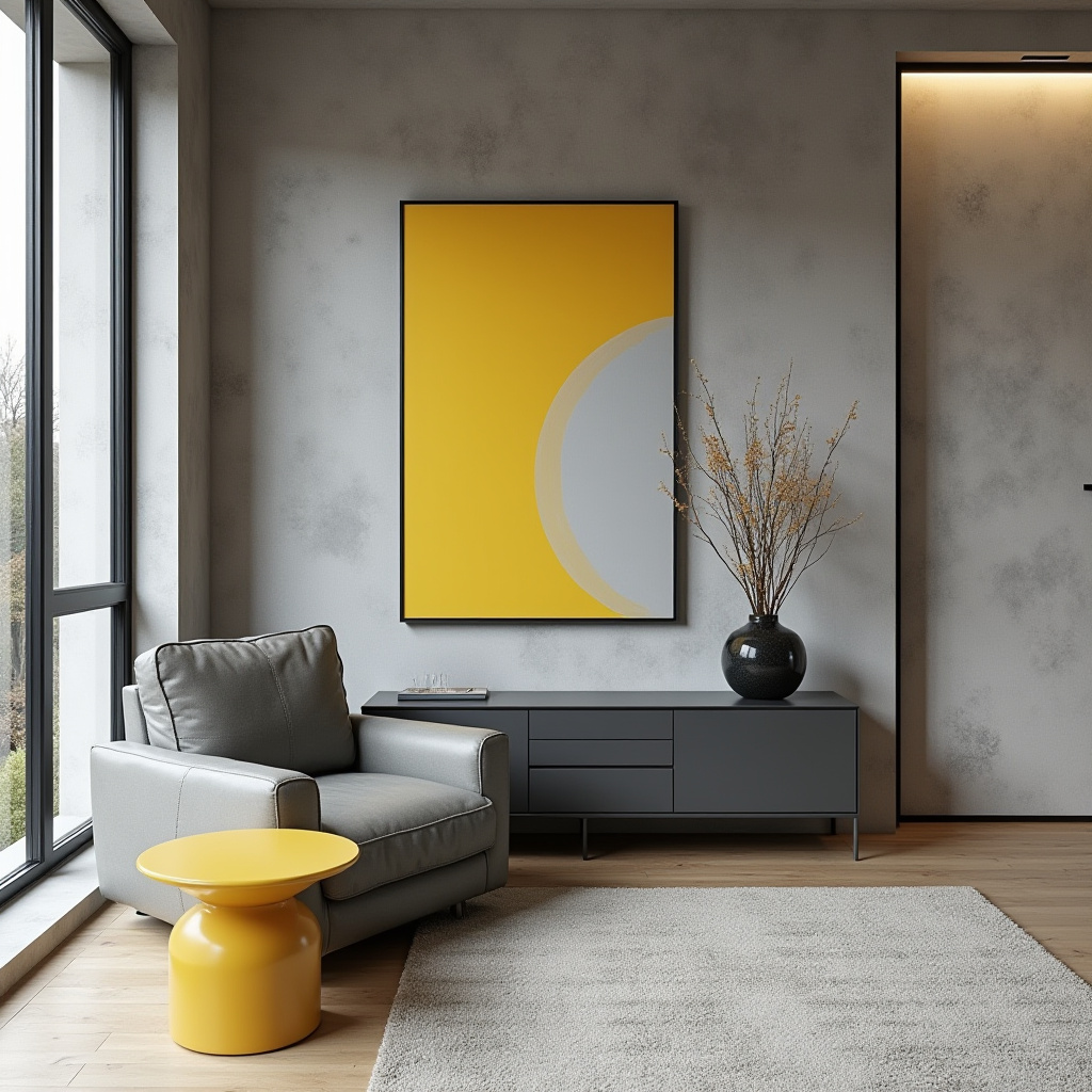 grey and yellow living room 2