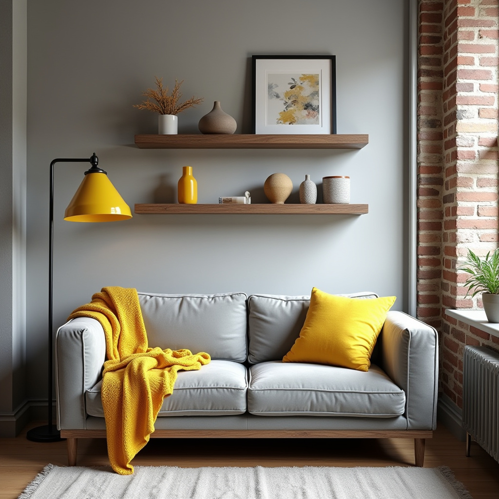 grey and yellow living room 3