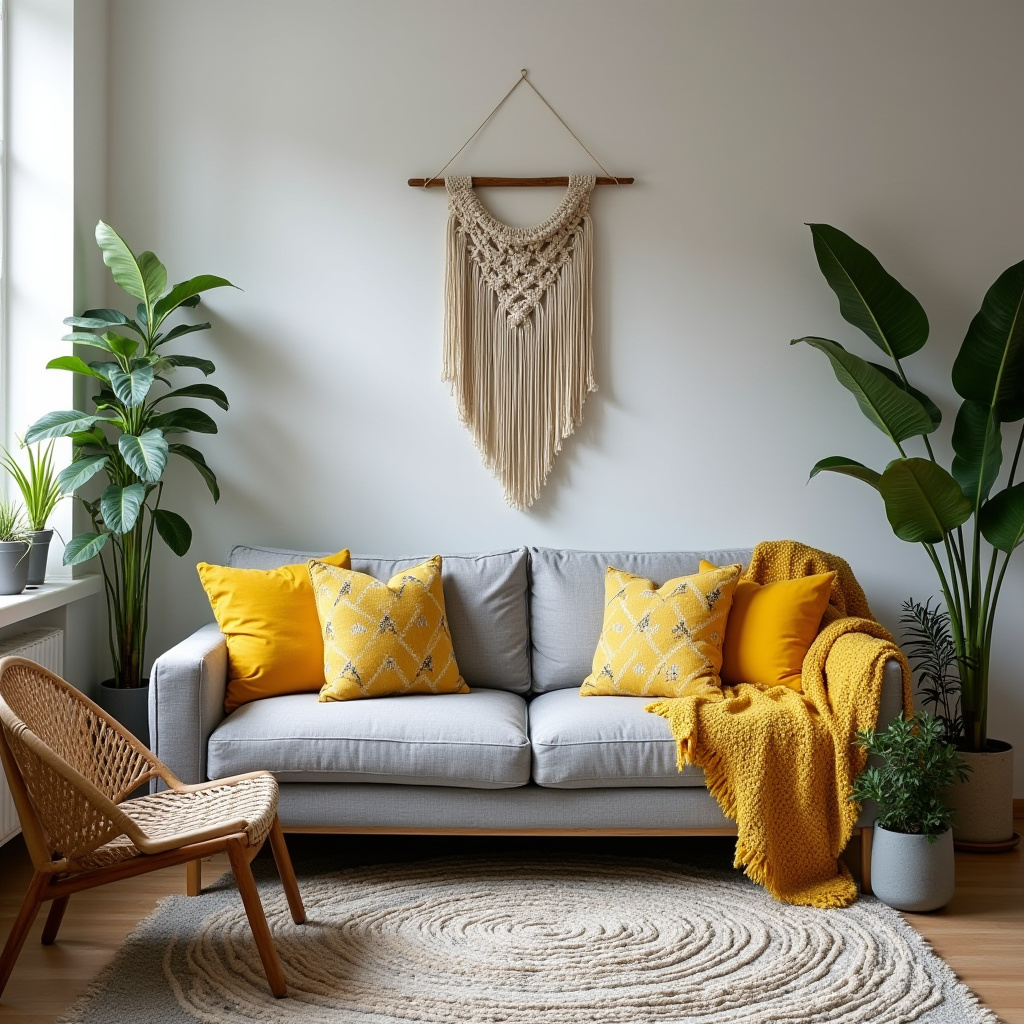 grey and yellow living room 8