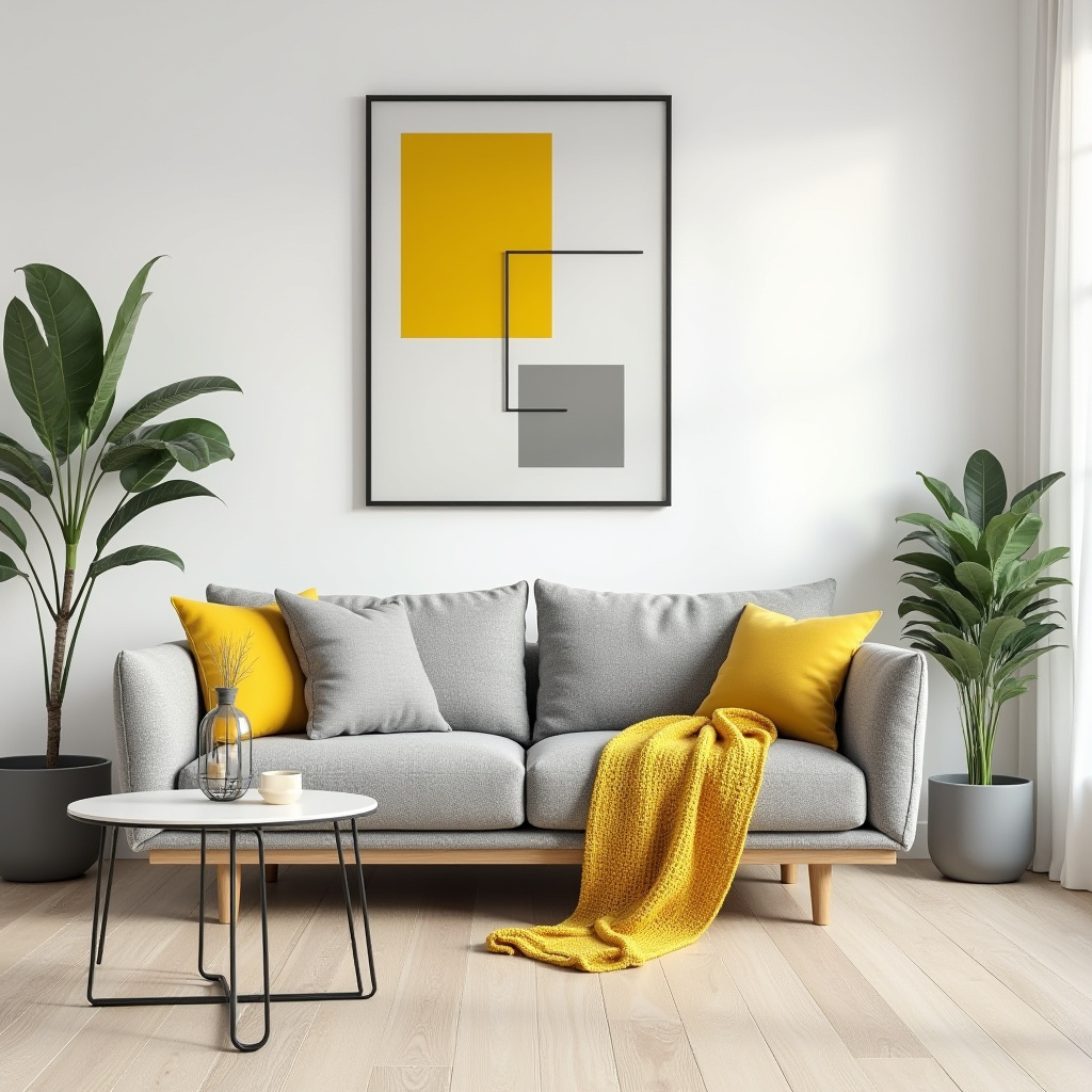 grey and yellow living room 9