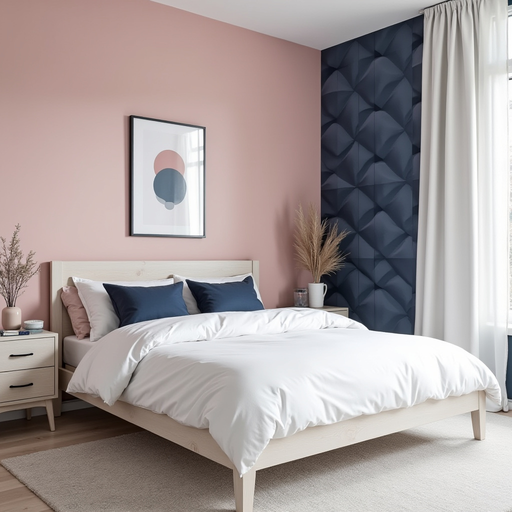 navy blue and pink bedroom 3