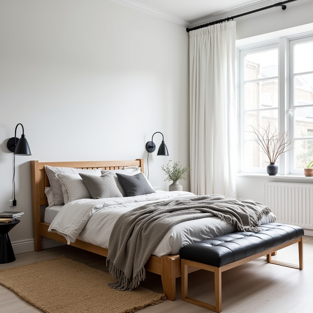 neutral bedroom with black accents 13