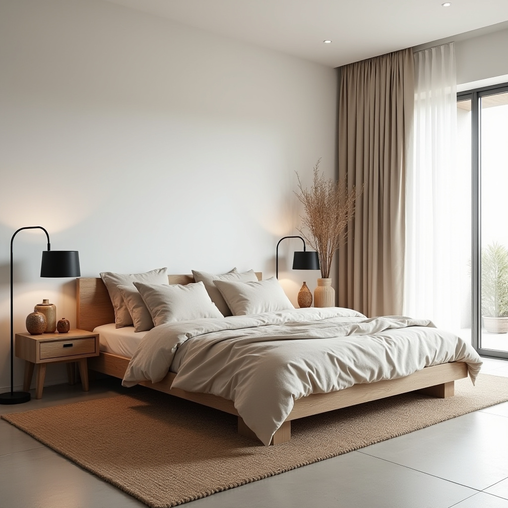 neutral bedroom with black accents 16