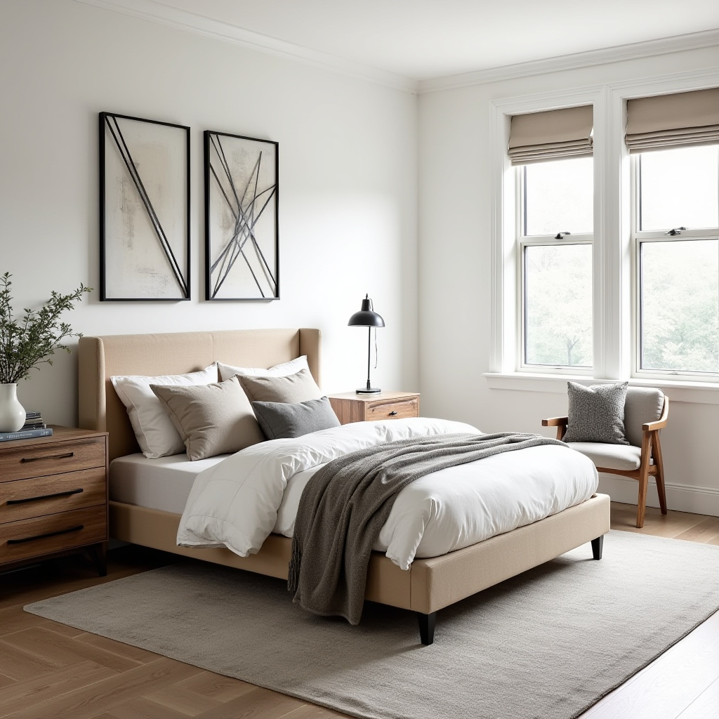 neutral bedroom with black accents 3